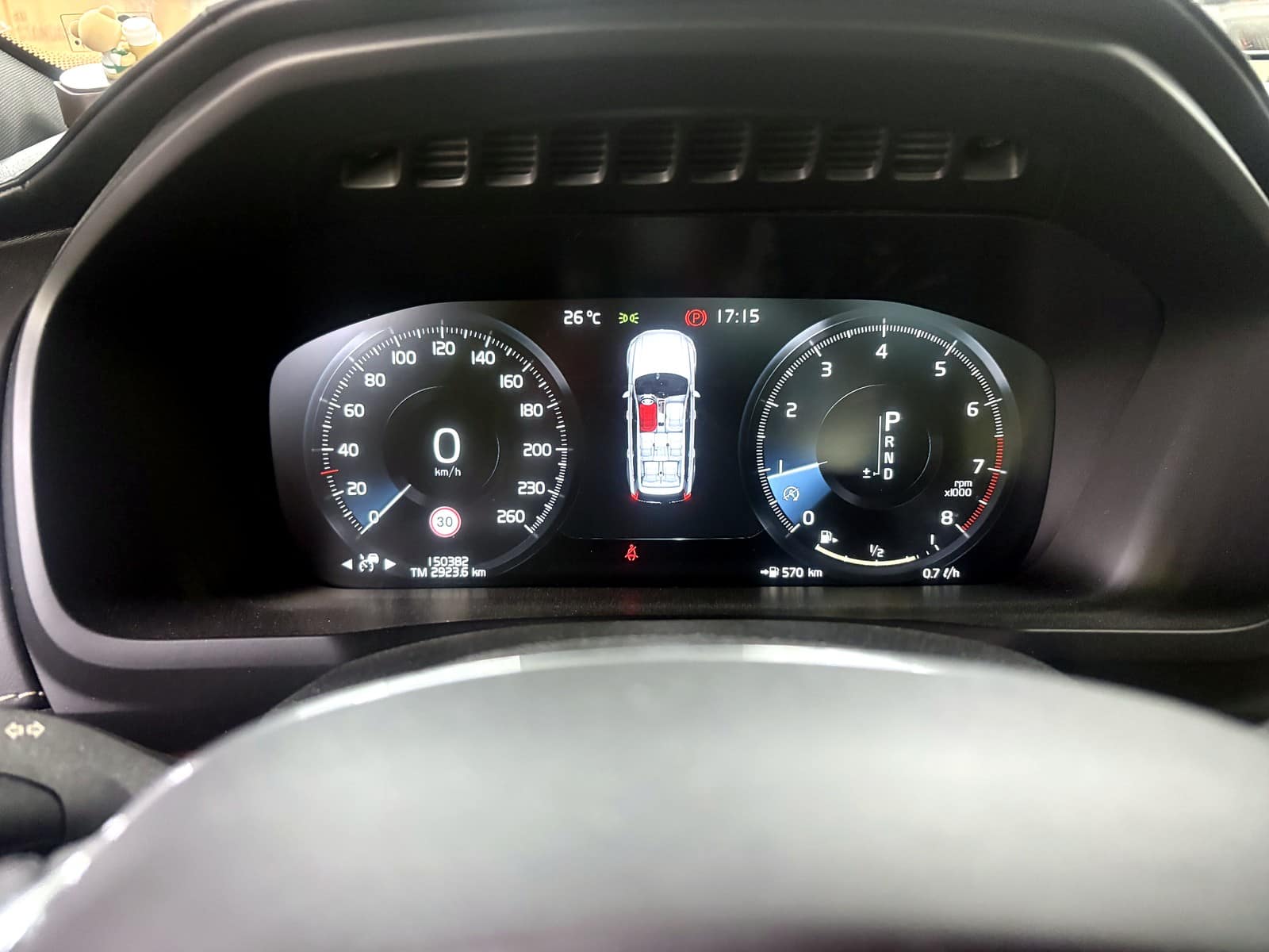 볼보 XC90 T6 계기판 주행거리 150,382km 확인